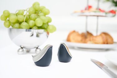 EDZARD Salt & Pepper Shakers Dove (H 6 cm) in Black & Silver - Table Set Pepper & Salt Shakers, Storage - Salt & Pepper Shakers as Decoration, Spice Shakers as Gifts for Festive Occasions
