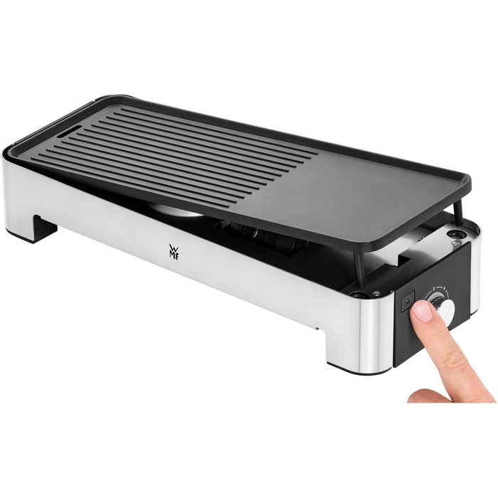 WMF Kitchen Mini Electric Table Grill for 2 with Vegetable Pan - Compact Electric Grill, Adjustable Temperature, 1000W