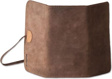Woodland Tobacco Pipe and Accessories Case made from soft, natural unfinished buffalo leather in a taupe/dark brown-cognac combination
