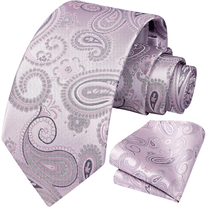 Набір краваток HISDERN для чоловіків: палечковий візерунок, квітковий дизайн, краватка та нагрудна хустинка для весілля, свят, похорону