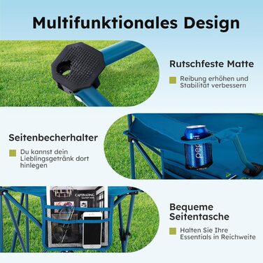 Набір 2 складаних стільців High Point Sports для кемпінгу, риболовлі та саду з підсклянником та охолоджувальним відсіком (до 120 кг), синій