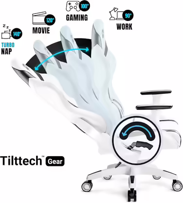 Ігрове крісло Diablo X-Horn 2.0 King (XL), біле, ергономічне, 3D підлокітники, офісне, з подушками для шиї та попереку, екошкіра, гойдалка