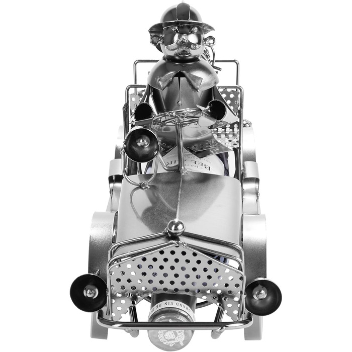 BRUBAKER Wine Bottle Holder Fire Truck Metal Sculpture with Gift Card