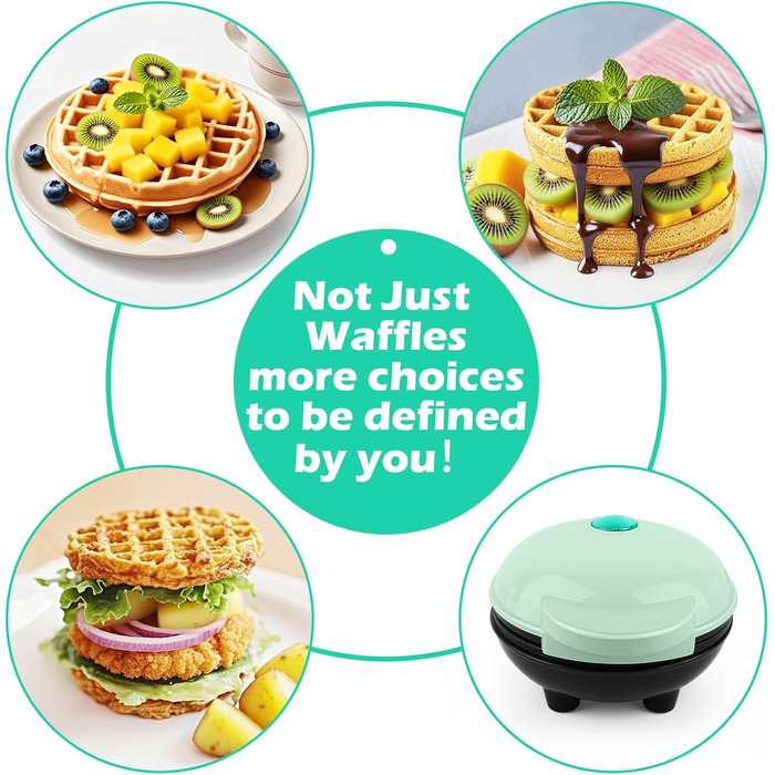 Вафельниця Mini Belgische ø 10 см, 220V, 350W - Класична, зелена
