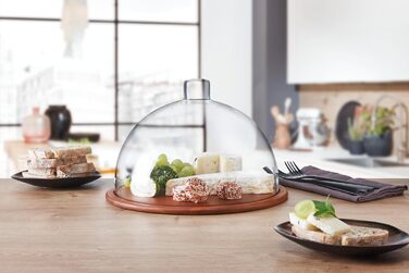 LEONARDO HOME Wooden Cheese Board and Glass Cloche, Cheese Board with Glass Dome, 2-Piece Set, Ø 280 mm, 018519