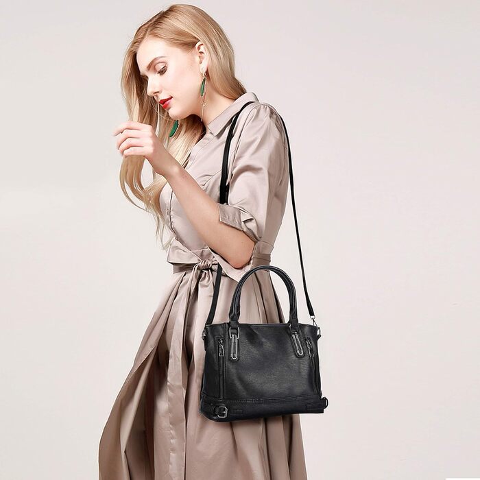 Сумка жіноча VINBAGGE з PU шкіри, шопер, вінтажна, чорна, для офісу та щоденного використання