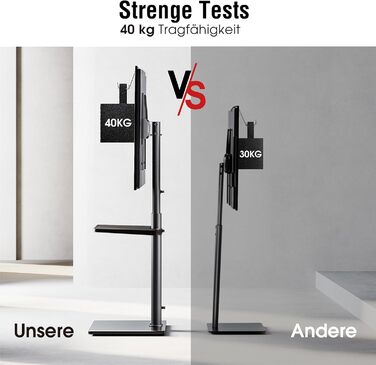 AOKCOS TV Stand - Adjustable Swivel & Tilt Floor Stand for 32-70 inch TVs (up to 40kg, VESA 400x400mm) - Black