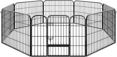 Турнік для цуценят Tectake 60 см, 8 гратуарів, переносний вольєр для тварин, вольєр для собак, котів, кроликів, морських свинок, для дрібних тварин - чорний 402502