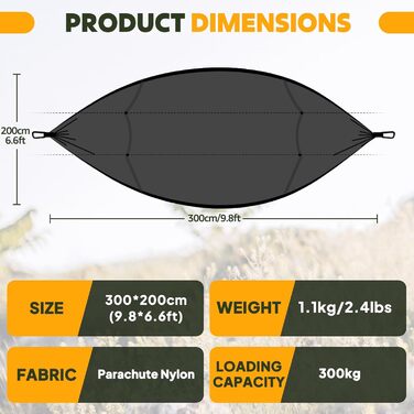 Гамак-москітна сітка NATUREFUN, 300 кг, армійний зелений, 300x200 см