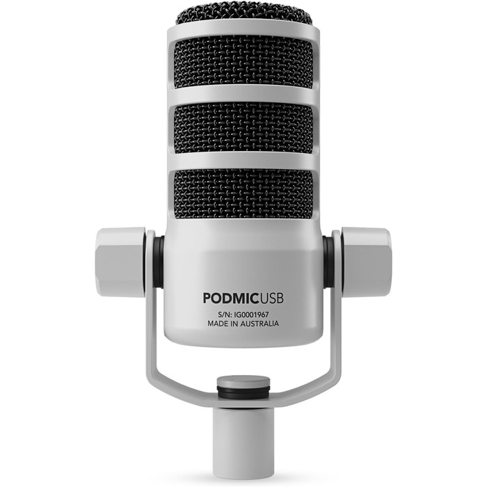 Rode PodMic USB/XLR Динамічний мікрофон для подкастів, білий + стійка keepdrum MS032