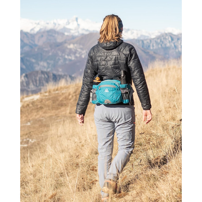 Гірчатка WATERFLY з тримачем для пляшки, регульований ремінь, поясна сумка для собак, кишеня для телефону, водонепроникна, для піших прогулянок, подорожей, кемпінгу (зелена)