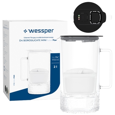 Скляний фільтраційний глечик Wessper D4 BOROSILICATE MINI FF BK з фільтром