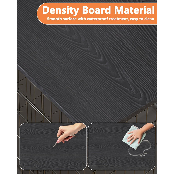 Насадка для собачого вольєра Piskyet, дерев'яна робоча поверхня, чорна, сумісна з вольєрами 76,2 см, 121,9 см, 107,7 см, 91,4 см, 61 см