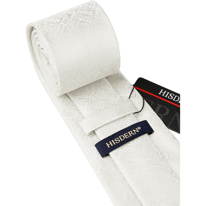 Краватка для чоловіків Hisdern однотонна формальна з кишеньковим хустинкою, комплект. Класичний стиль, для весілля, бізнесу, вечірок (Бежевий)