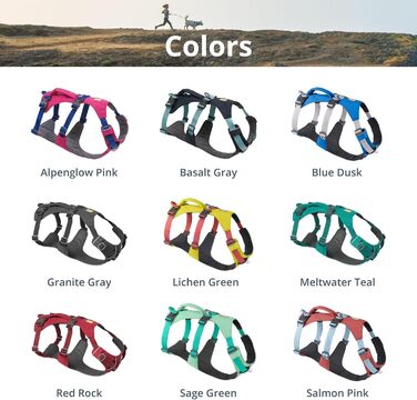 Шлейка для собак Ruffwear Flagline з ручкою, легка, регульована, 3 точки кріплення для повідка, посилена стрічка та міцний металевий V-кільце (Small, Alpenglow Pink)