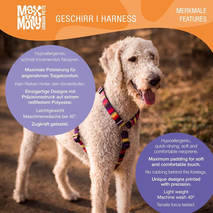 Нашийник для собак Max & Molly H-подібної форми, Ultrabequemes Geschirr Hund, Neopren, XS, Маленькі породи, М'який, Безпечний, Ultraleicht, для маленьких собак