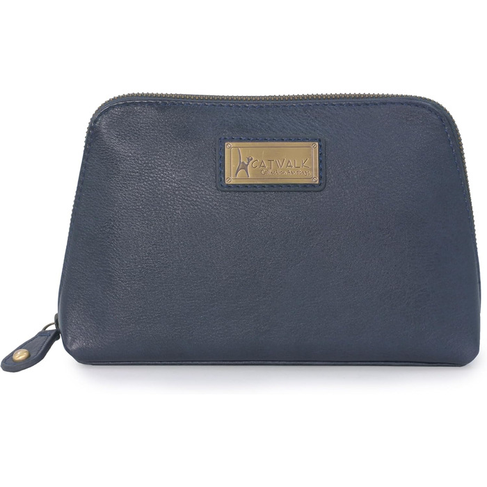 Сумка-косметичка Catwalk Collection Emma (Блакитна) - шкіряна, середнього розміру для ручної сумки