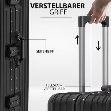 Набір валіз Voyagoux 2 шт. - 39L & 113L, з жорстким корпусом, TSA-замком, ABS, 4 колеса 360°, міцний та легкий, рожеве золото (72L, чорний)