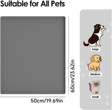 Килимок для годування собак, вологостійкий килимок під миску для тварин, великий силіконовий килимок 50 x 60 см з бортиком, захист від бруду, килимок для цуценят