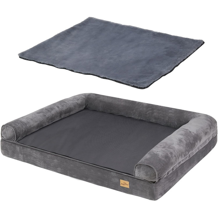 Orthopedic Dog Bed XL 100x75 cm: Dog Sofa for Large and Medium-Sized Dogs, Ergonomic Dog Beds with Raised Edge, 2 in 1 Detachable Washable Non-Slip Dog Mattress