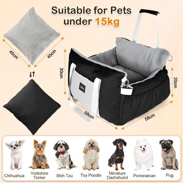 Автомобільний лежак для собак 3-в-1 - переноска, лежак, автокрісло для маленьких собак, чорний