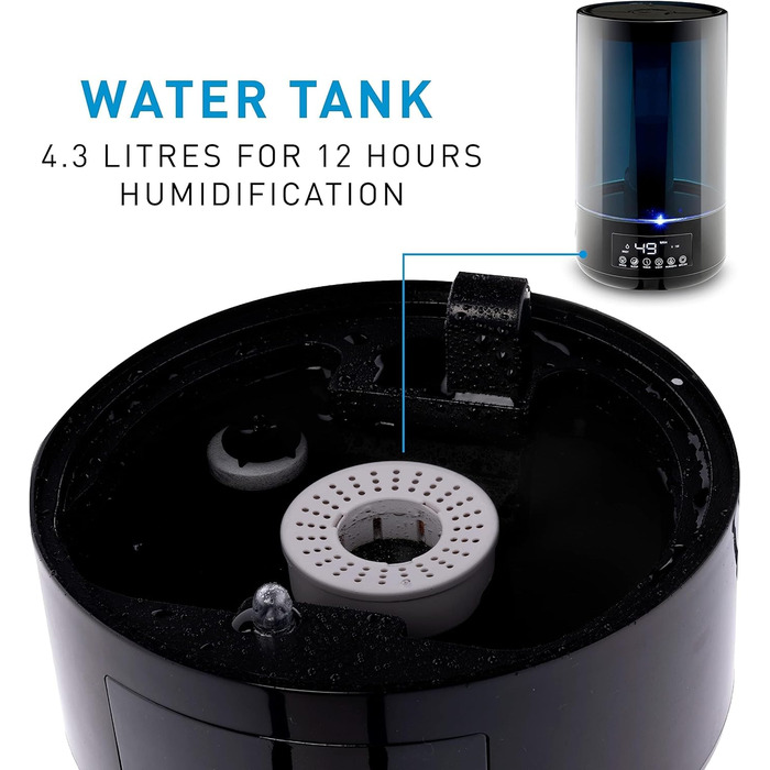 Зволожувач повітря та дифузор для ефірних олій Grundig 4,3 л з гігрометром, таймером та нічним світлом (15-35 м²)