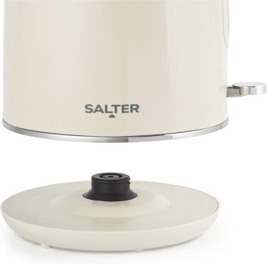 Електричний чайник Salter Retro Cream 1.7L з ретро-дизайном, 2.2 кВт, 360° обертання, фільтр від накипу, бездротовий, індикатор рівня води, захист від сухого кипіння, автоматичне вимкнення, кремовий колір