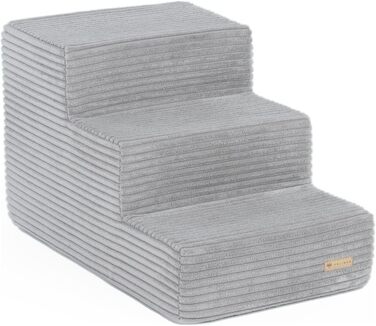 Сходинка для собак Velinda з 3 ступенями, також підходить для котів. Допомога у підйомі для домашніх тварин. Матеріал: піна, колір: сірий (Cord)