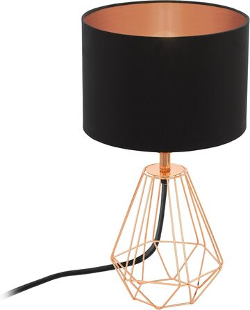 Торшер EGLO Carlton 2: вінтажна настільна лампа з металу та тканини, колір мідний/чорний