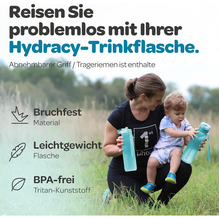 Пляшка для води Hydracy з фруктовою вставкою 500 мл, блакитна - спортивна, без BPA, з таймером та захистом від протікання