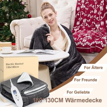 Електрична ковдра Cozysoon з 4 рівнями нагріву та таймером, 180x130 см, з автовимкненням, пральна машина