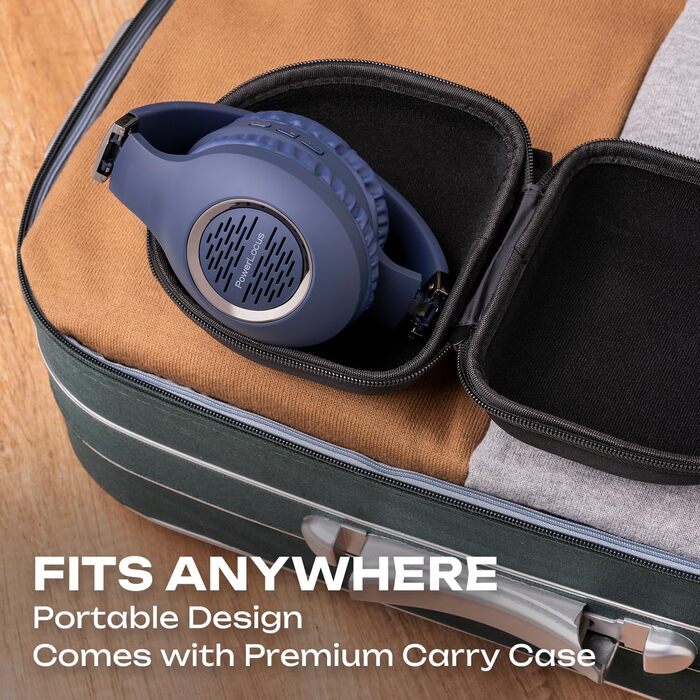 PowerLocus Bluetooth навушники Over-Ear: бездротові, складні, з мікрофоном, Hi-Fi стерео, глибокий бас, для телефону, планшета, ПК (блакитні)