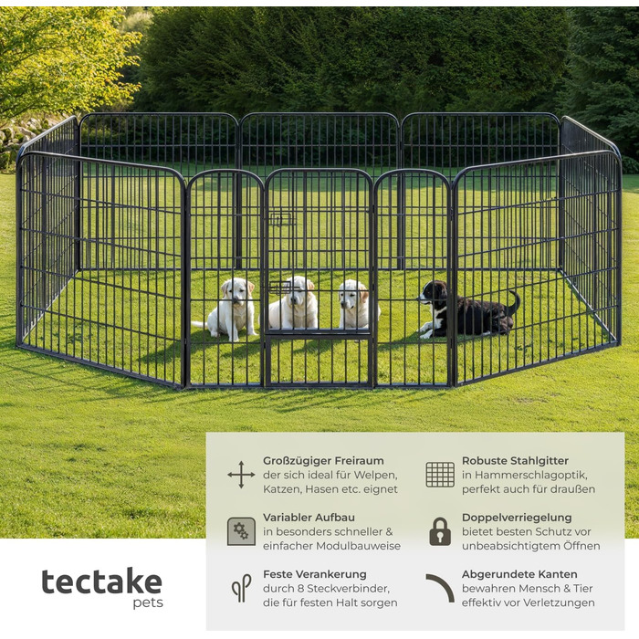 Тектейк вольєр для цуценят, 60 см, 8 граней, чорний - 402502