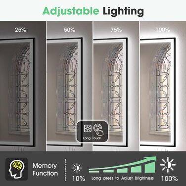 Дзеркало для ванної кімнати S'bagno з підсвічуванням 100x70 см, 5x збільшення, LED, рамка з алюмінію, протитуманне покриття, 3 кольори, диммування, функція пам'яті, HD загартоване скло, IP44, водонепроникність