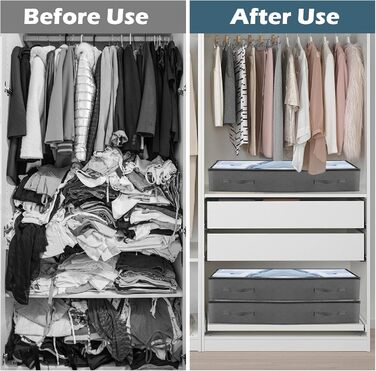 5 штук комода під ліжко Withosent 90л, коробки для зберігання під ліжко з флісу, складні сумки для зберігання одягу, постільної білизни, ковдр, подушок, 5 шт./90л