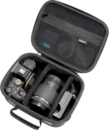 Чохол для фотоапарата Sony Alpha 7 II III IV/7R V, Nikon, Canon, Pentax - жорсткий, з сітчастим відділенням для зарядного пристрою, кабелів та аксесуарів - чорний