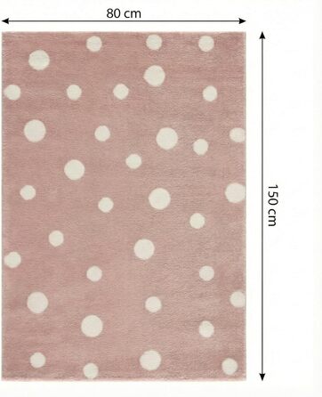 Дитячий килим Kinderteppich DOTS бежево-рожевий 80x150 см, Öko-Tex, для дівчаток, в дитячу кімнату