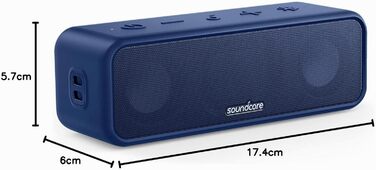 Soundcore 3 Bluetooth колонка: Стереозвук, Titan-драйвер, PartyCast, BassUp, 24 год, IPX7, EQ, чорний
