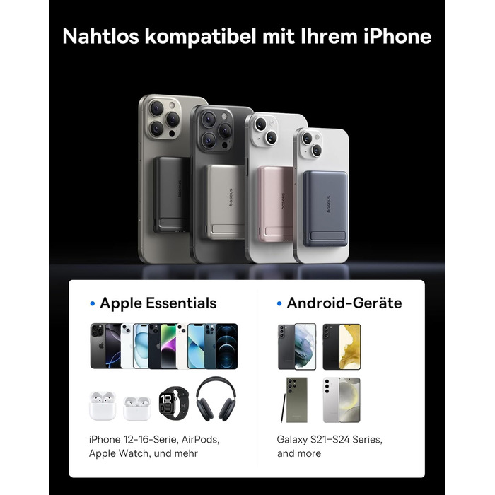 Power Bank Baseus Mini MagSafe 5000mAh з MagSafe, PD 20W, Qi2, сірий колір