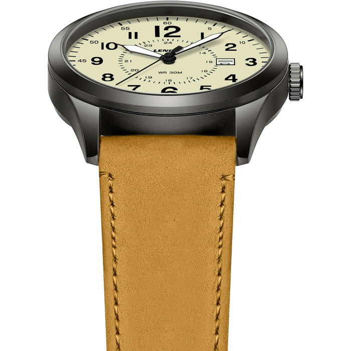 Годинник чоловічий LN LENQIN Military 30M водостійкий кварцовий годинник з датою на текстильному ремінці (світло-коричневий)