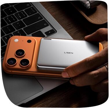 Power Bank Magsafe LISEN 10000mAh для iPhone: Slim, 18W PD USB-C, 10000mAh, сумісний з iPhone 17, 15 Pro Max, 13, Platin-Grau