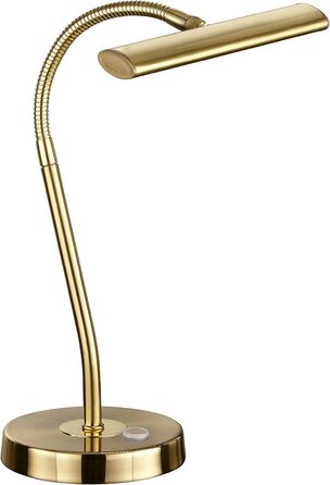 LED настільна лампа Trio Leuchten Curtis, металевий корпус, матове латунь, 4 Вт, сенсорне керування, гнучка шийка