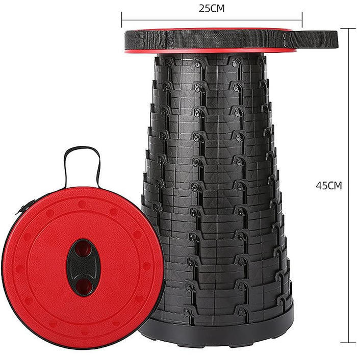 Складний табурет JUVEL - портативний туристичний табурет, телескопічний, до 180 кг, регулювання висоти 6.5-45 см, легкий, для дому та відпочинку на природі