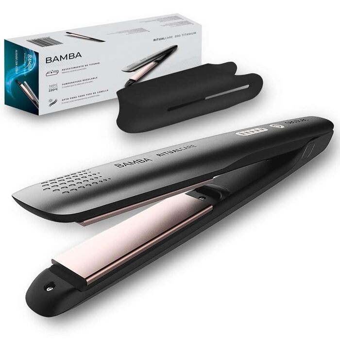 Випрямляч для волосся Cecotec Stijltang Bamba RitualCare 890 Titanium з титановими пластинами, регулюванням температури 140-200 ºC, автовимкненням, 3 м кабелю та захистом пластин з силікону