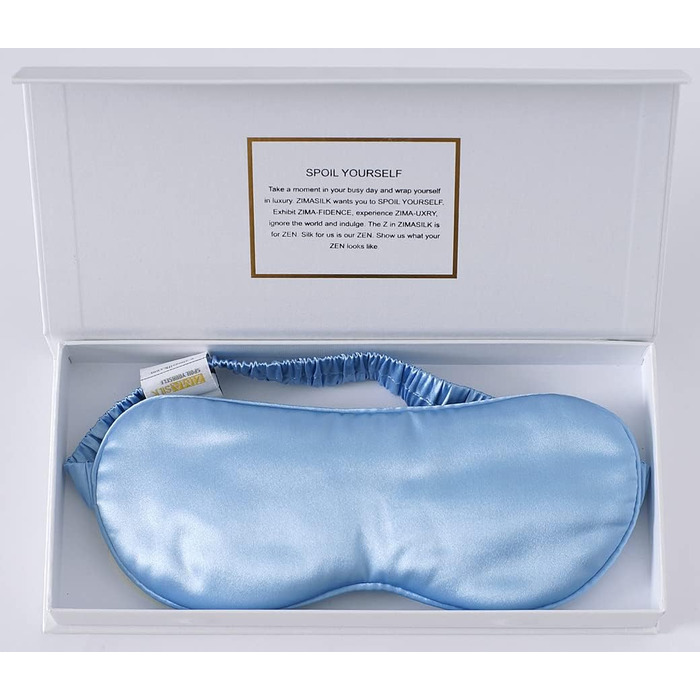Маска для сну ZIMASILK з 100% чистої шовку морських вишневих дерев, 22 Momme, з наповнювачем з 100% шовку морських вишневих дерев, атласне кріплення, надзвичайно м'яка та зручна, темно-синій (небесно-блакитний)