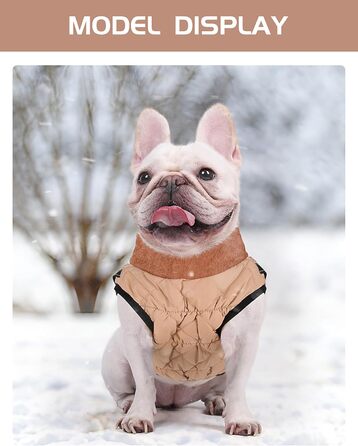 Dog coats with harness, winter warm jacket windproof pet clothing with pocket design snowsuit dog coats for small to medium dogs (M, Khaki)