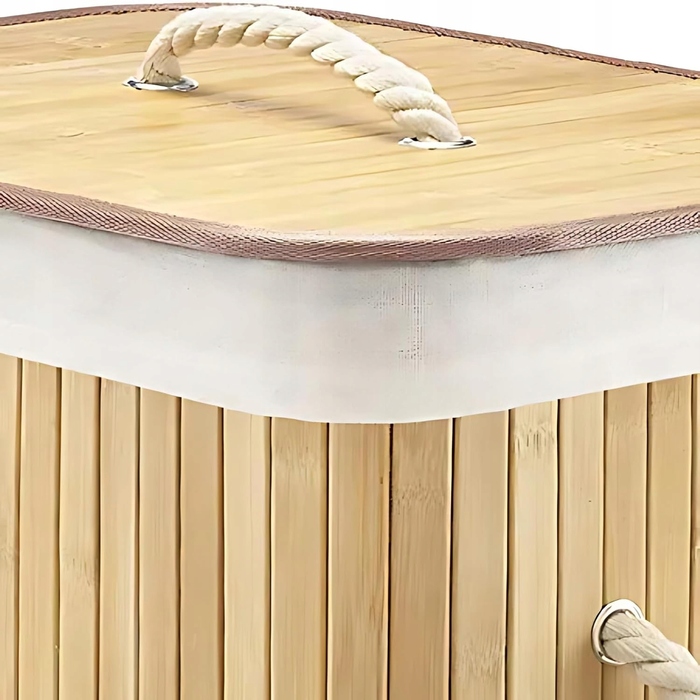 Кошик для білизни та іграшок із бамбука з кришкою, 72 л