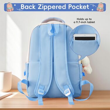 Шкільний рюкзак Tanou для дівчаток 4-х частинний, для 3-7 класів, з пеналом та сумкою через плече, блакитний