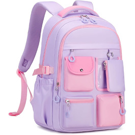 Шкільний рюкзак Tanou для дівчаток: великий, з тканини Oxford, з багатьма відділеннями (фіолетово-рожевий)
