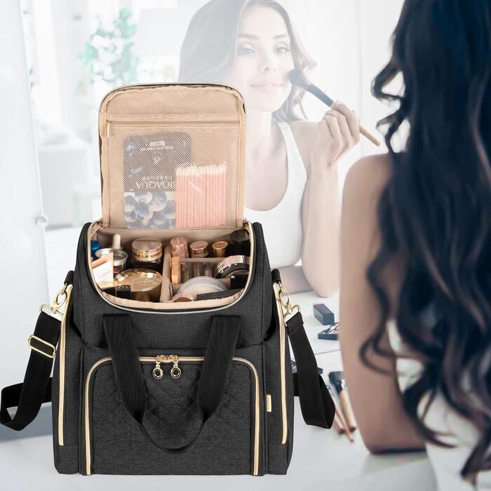 Органайзер для косметики Luxja: жіноча косметичка для макіяжу, подорожей (чорний)